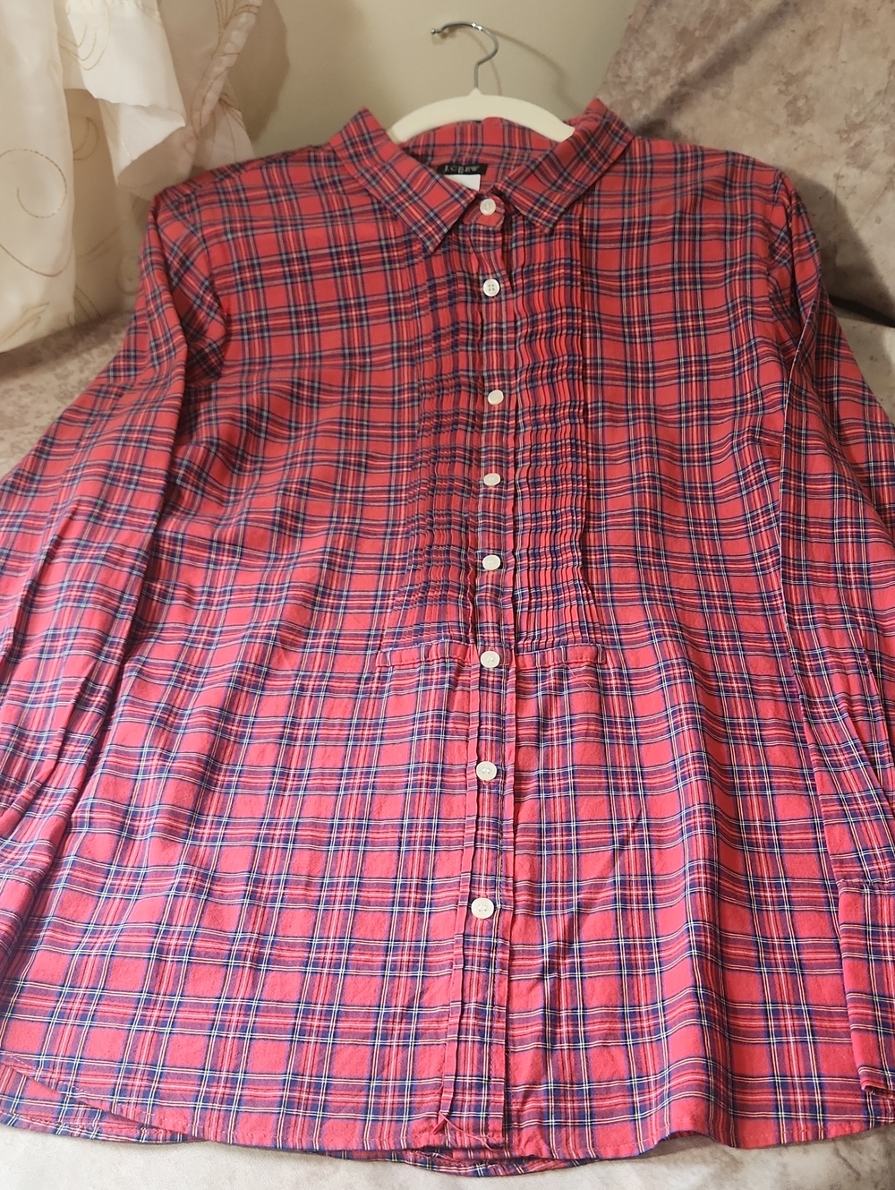 J. Crew Classic Red and Navy Plaid Button-Down Shirt